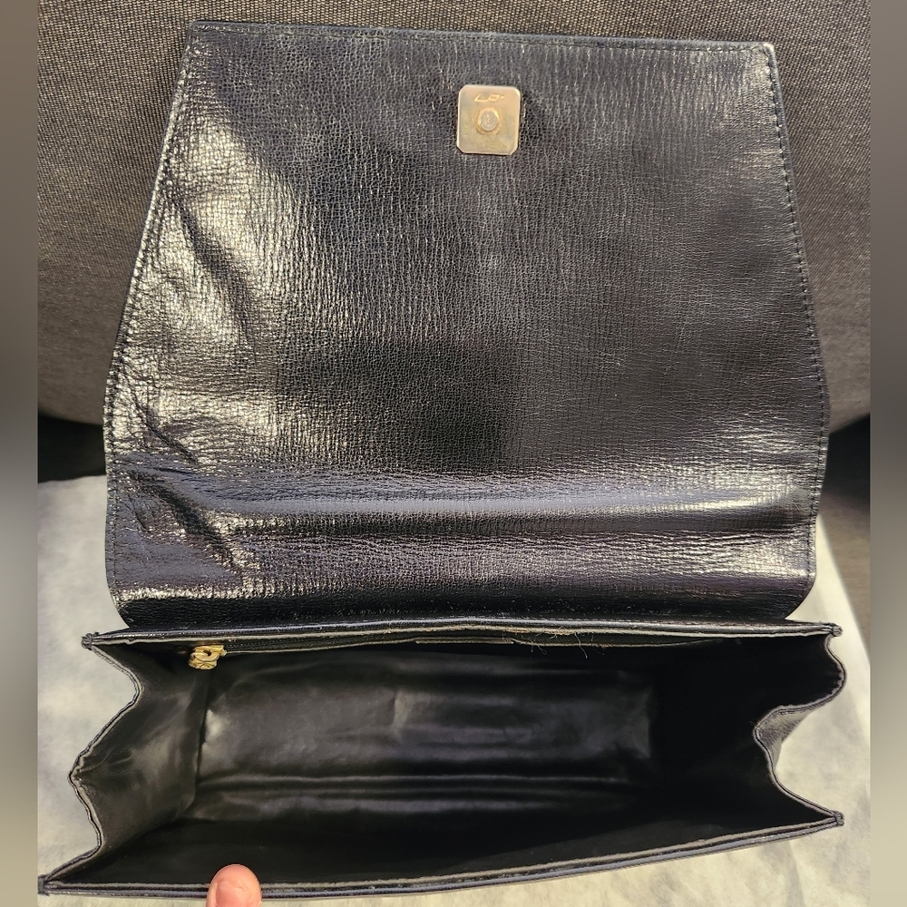 RARE VINTAGE FENDI ROMA 1970s/80s Black Leather Structured Top-Handle Box Bag - Picture 6 of 15